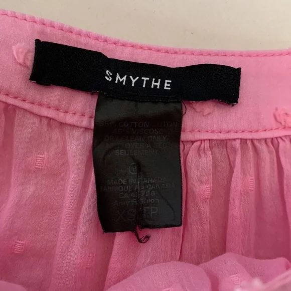 Smythe Balloon Sleeve Pink Swiss Dot Top. Blouse Size XS - Picture 4 of 6